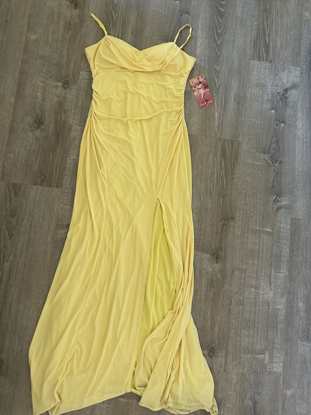 Emerald Sundae Yellow Maxi Dress with Side Slit